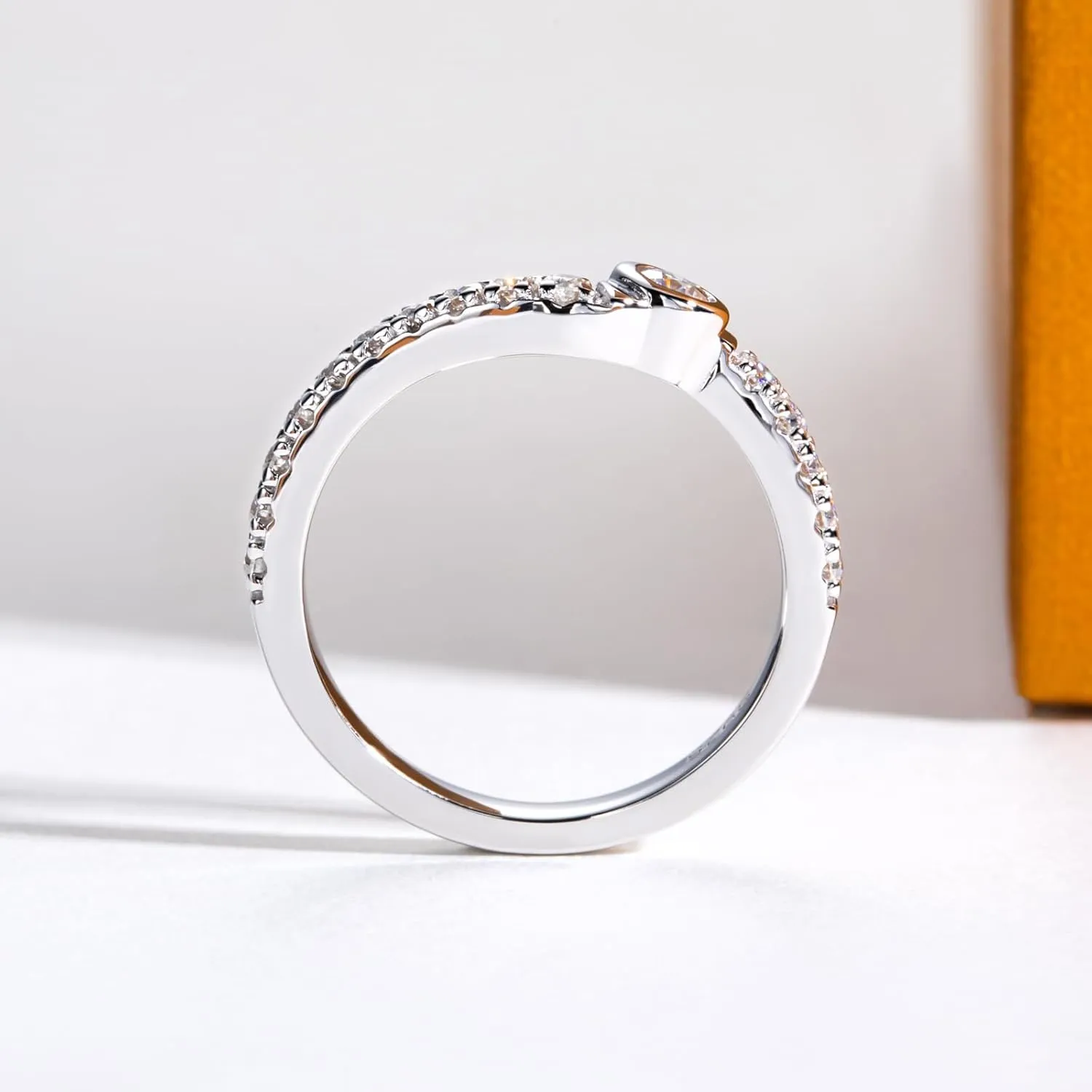 Moissanite Wedding Band Half Eternity Rings D Color VVS1 Clarity Round Cut Ring Enhancer S925 Sterling Silver Curved Stackable Anniversary Bands for Women with Certificate