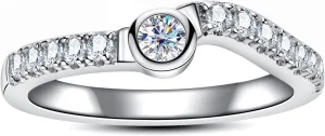 Moissanite Wedding Band Half Eternity Rings D Color VVS1 Clarity Round Cut Ring Enhancer S925 Sterling Silver Curved Stackable Anniversary Bands for Women with Certificate