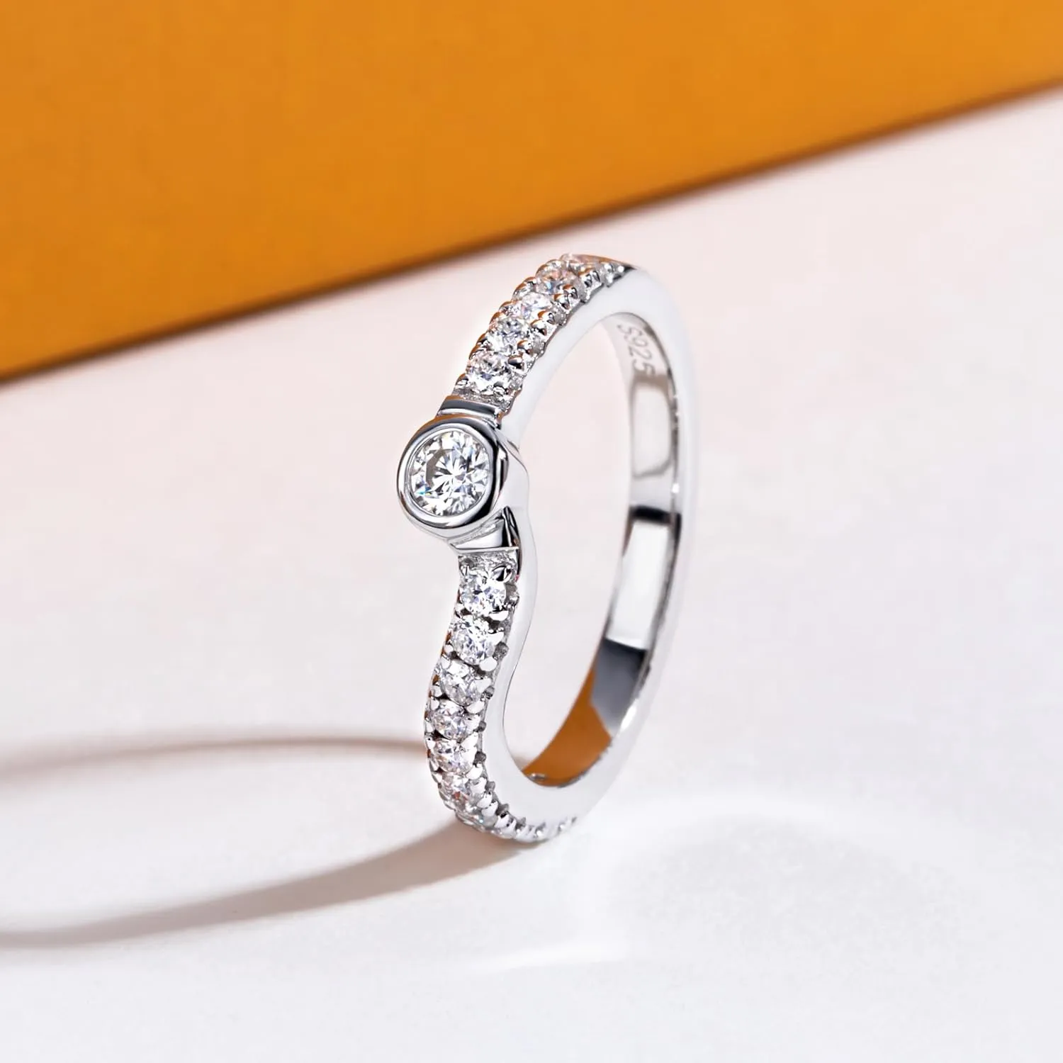 Moissanite Wedding Band Half Eternity Rings D Color VVS1 Clarity Round Cut Ring Enhancer S925 Sterling Silver Curved Stackable Anniversary Bands for Women with Certificate