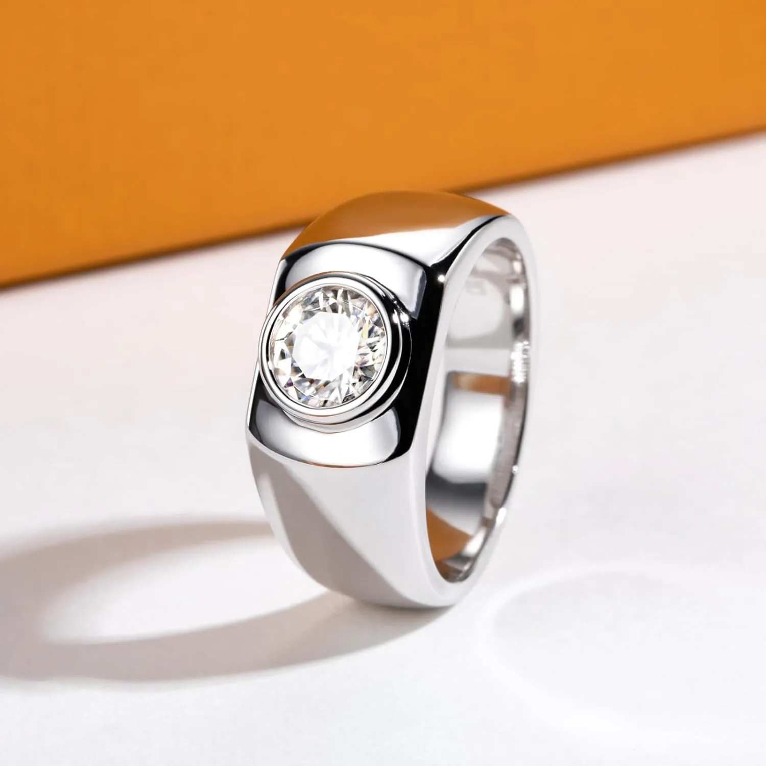 Moissanite Wedding Ring for Men 1/1.64cttw D Color VVS1 Clarity 925 Sterling Silver Moissanite Promise Anniversary Engagement Rings with Certificate