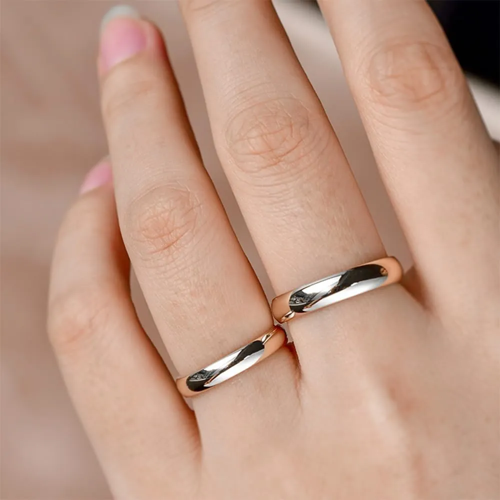 MRENITE 3-4mm Solid 10K/14K/18K Gold Comfort Fit Wedding Band with/without Birthstone for Women/Men, Engravable His and Her Matching Anniversary Wedding Couple Dome Ring, Available in Size 3-14