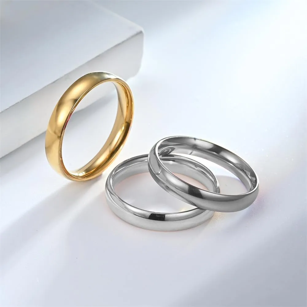 MRENITE 3-4mm Solid 10K/14K/18K Gold Comfort Fit Wedding Band with/without Birthstone for Women/Men, Engravable His and Her Matching Anniversary Wedding Couple Dome Ring, Available in Size 3-14