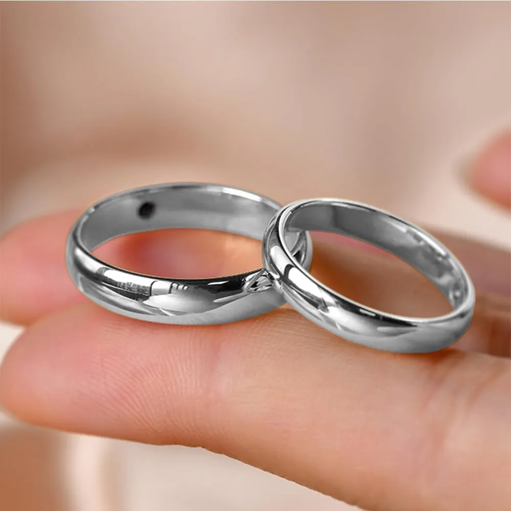 MRENITE 3-4mm Solid 10K/14K/18K Gold Comfort Fit Wedding Band with/without Birthstone for Women/Men, Engravable His and Her Matching Anniversary Wedding Couple Dome Ring, Available in Size 3-14