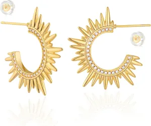 MTMY Gold Stud Earring for Women 14K Gold Plated Dainty Cubic Zirconia Studs Earrings Cute Simple Elegant Earrings Jewelry