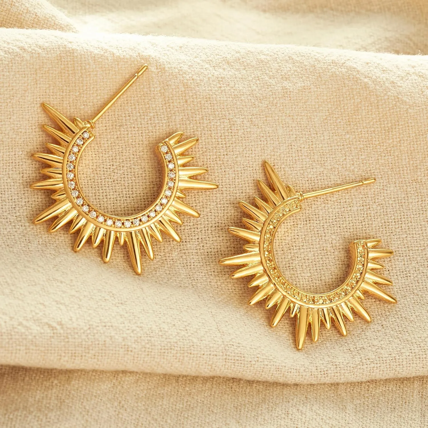 MTMY Gold Stud Earring for Women 14K Gold Plated Dainty Cubic Zirconia Studs Earrings Cute Simple Elegant Earrings Jewelry