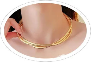 Multilayered Chunky Choker Necklace for Women Punk Stainless Steel Snake Bone Wrap Necklace Collar Necklace Punk Hip Hop Spring Collar Necklace, Prom Jewelry