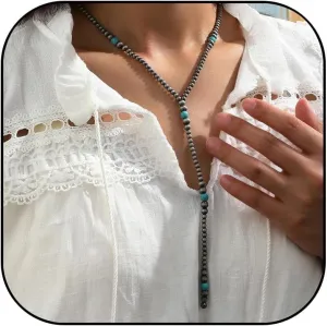 Navajo Pearl Bow Necklace Turquoise Necklace for Women Western Jewelry for Women Cowgirl Western Y Necklace
