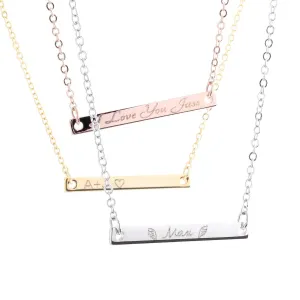Necklace Personalized Gift Your Name Bar Necklace Engraving 16K Plated Dainty Computer Diamond Engraving Personalized Delicate Necklace