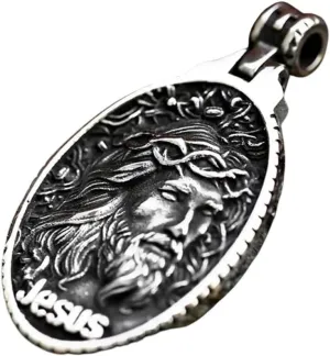New 2025 Unisex Christian Jesus Pendant Oval Shape Exquisite Vintage Men's Necklace Crown Of Thons Decoration Jewelry Luxury With For You Accessories Trendy Creative For Women And Men