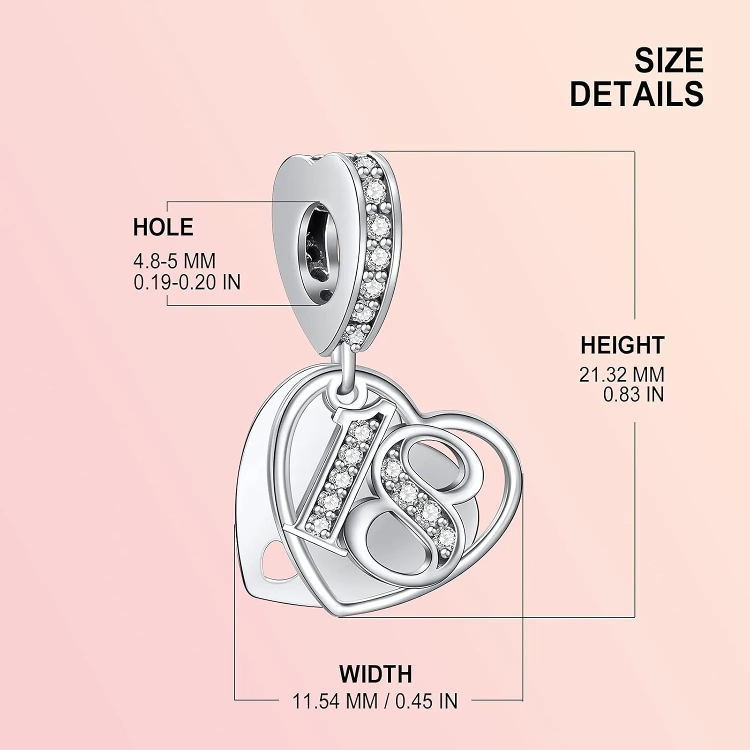 NINGAN 16 18 21 30 40 50 60 Years of Love Dangle Charms for Charms Bracelets, Forever & Always 925 Sterling Silver Cubic Zirconia Bead Pendant, Happy Birthday Jewelry Gifts for Women