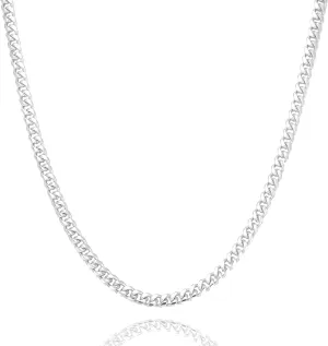 nometo Solid 925 Sterling Silver Cuban Chain Lobster Clasp 3.5mm 4mm 5mm Silver Chain for Men Silver Necklace Chain for Women 16/18/20/22/24/26/30 Inches