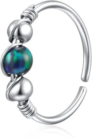 Nose Rings Hoop 316L Stainless Steel Cartilage Nose Hoop for Women Helix Earring(Green 8mm)