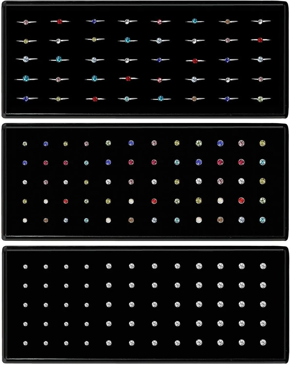 Nose Rings Studs and Hoops, Surgical Stainless Steel Hypoallergenic Nose Rings Set for Women Men, Straight/L/Screw Shaped and 1.5/2.0/2.5mm Rhinestone Nose Piercing Jewelry and Ideal Gift