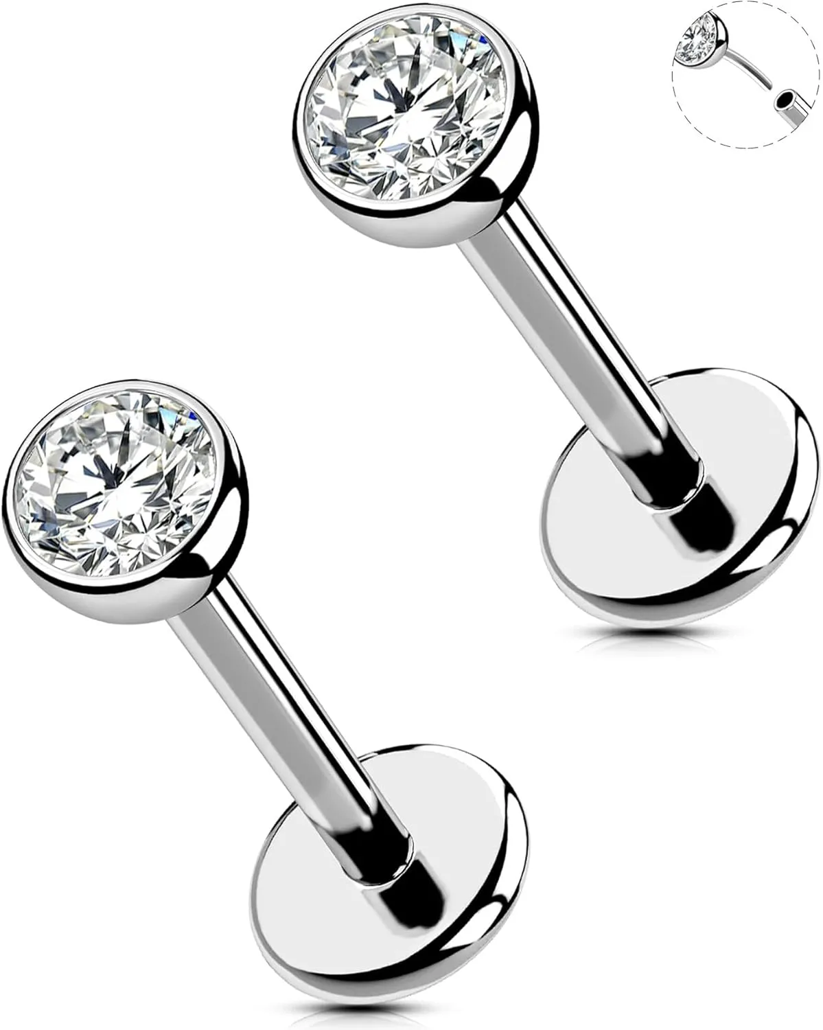 Nose Studs, 925 Sterling Silver Moissanite, Round Nose Ring, Unisex