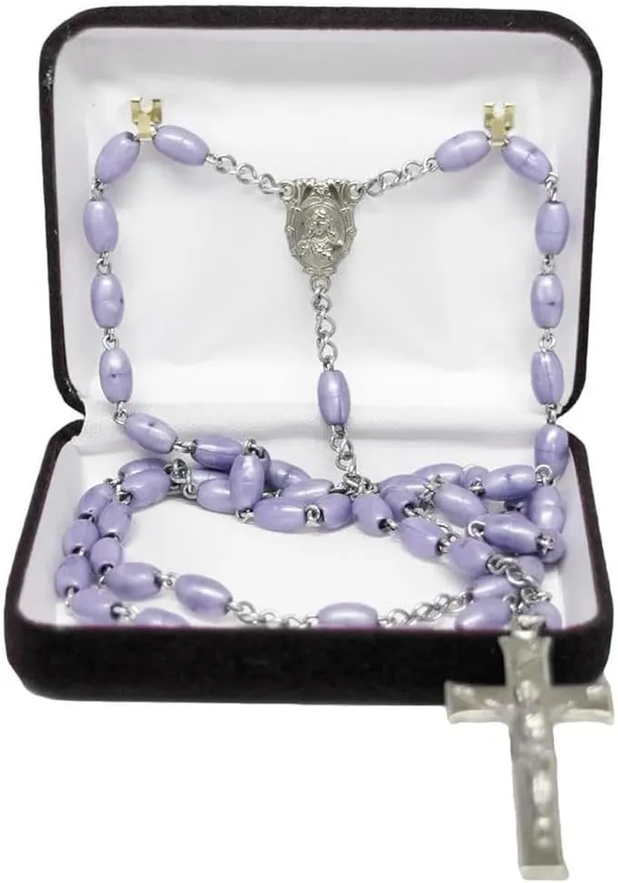 Novel Box Black Communion Keepsake Rosary Box 3.25x2.5x1 Inches White Inside - Rosary Storage Jewelry Boxes Unique Gift - Religious Rosary Box for Women, Family & Friends