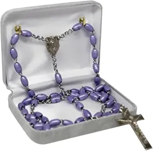 Novel Box Grey Communion Keepsake Rosary Box 3.25x2.5x1 Inches White Inside - Rosary Storage Jewelry Boxes Unique Gift - Religious Rosary Box for Women, Family & Friends