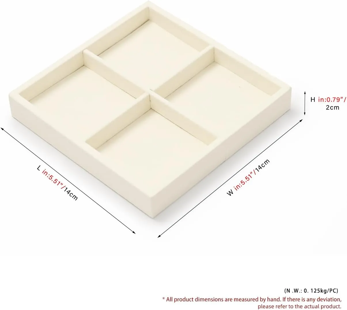 Oirlv Microfiber 4 Grids Stackable Jewelry Display Trays Showcase Jewelry Organizer Storage Trays(Beige)