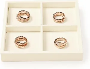 Oirlv Microfiber 4 Grids Stackable Jewelry Display Trays Showcase Jewelry Organizer Storage Trays(Beige)