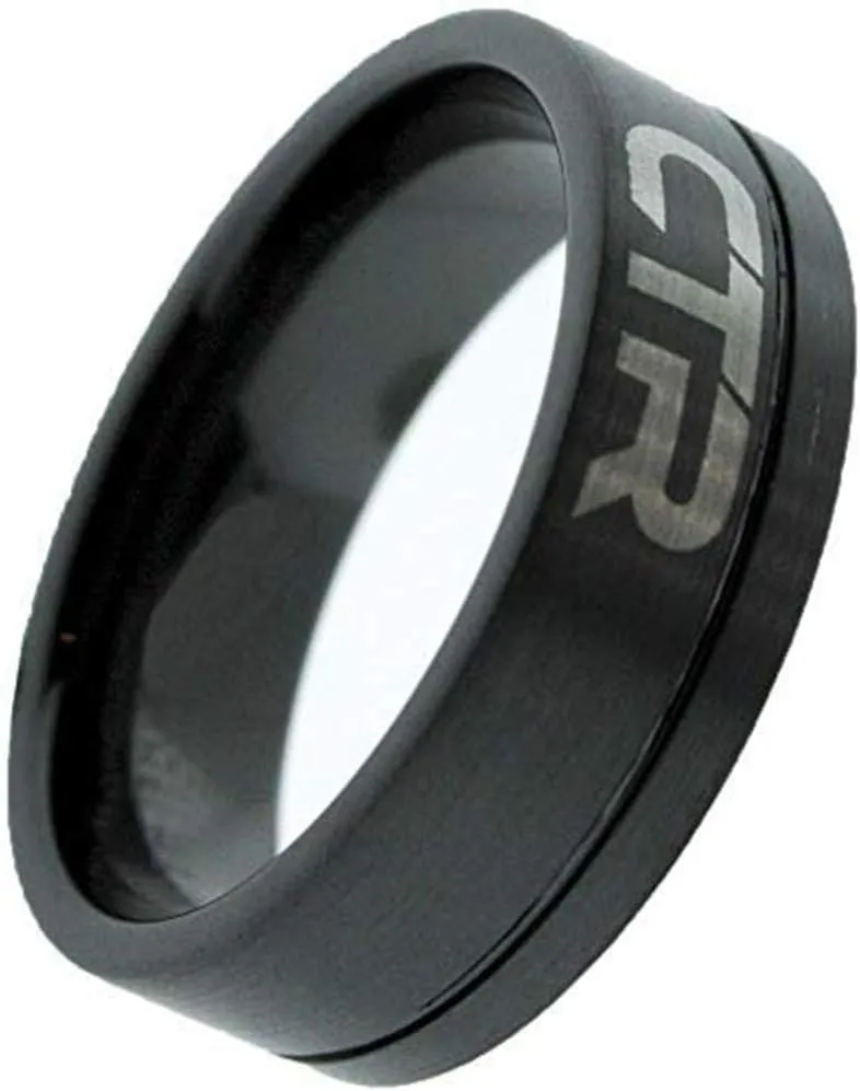 One Moment In Time J180 Size 10 Blackjack Black Ceramic With Silver Inlay Tone Ring Mormon LDS CTR