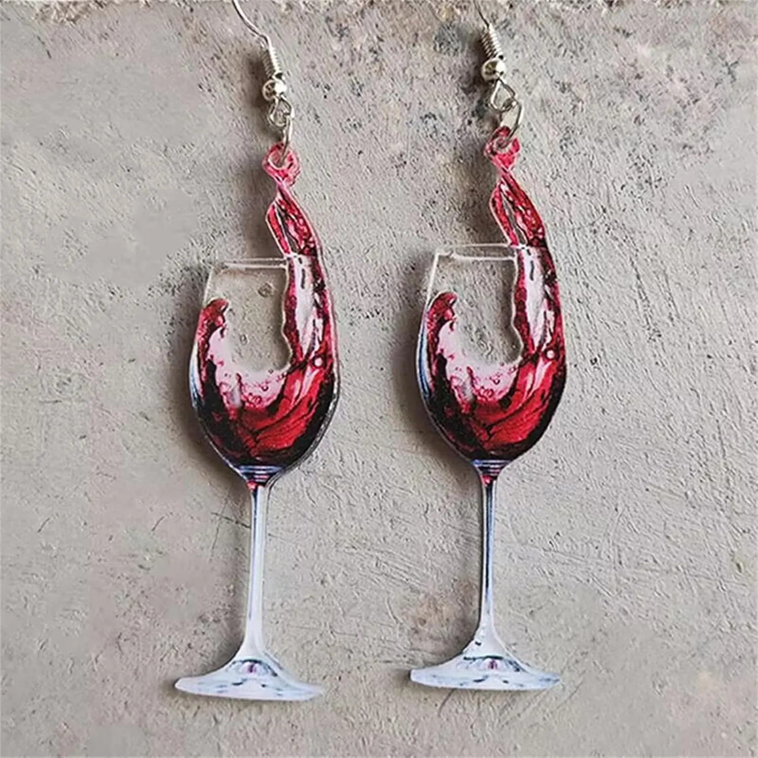ONLYJUMP 3D Simulation Wine Glasses Earrings for Women - Beer Mug and Yellow Whisky Dangle Drop Earrings - Lightweight Funny Acrylic Food Jewelry