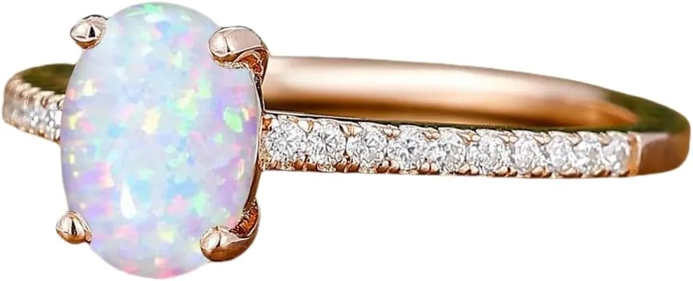 Opal Couple Ring Sets S925 10K 14K 18K Gold White Opal Matching Rings for Couples Multi-style His and Hers Wedding Ring Sets Art Deco Opal Engagement Promise Rings for Couples Opal Jewelry 2Pcs