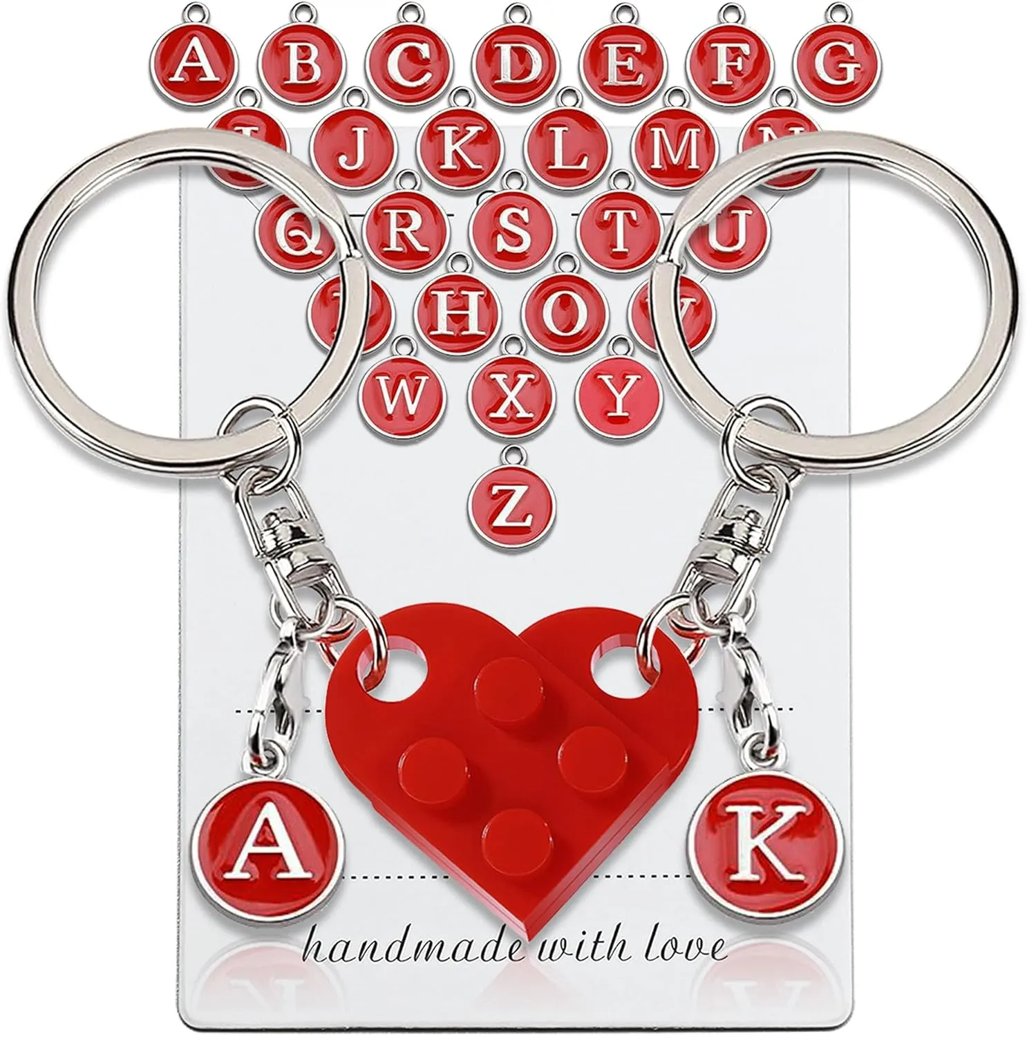OUMILAN Brick Matching Heart Keychain Gifts for Couples Boyfriend Girlfriend Valentine's Day Gift for Him Her Husband Wife