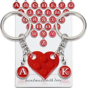 OUMILAN Brick Matching Heart Keychain Gifts for Couples Boyfriend Girlfriend Valentine's Day Gift for Him Her Husband Wife