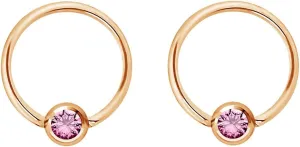 Pair 14g-20g Gold & Rose Gold Tone Surgical Steel CZ Gemmed Captive Bead Body Piercing Hoops (2pcs)