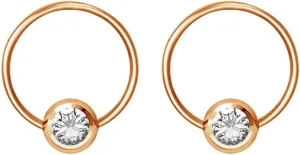 Pair 14g-20g Gold & Rose Gold Tone Surgical Steel CZ Gemmed Captive Bead Body Piercing Hoops (2pcs)