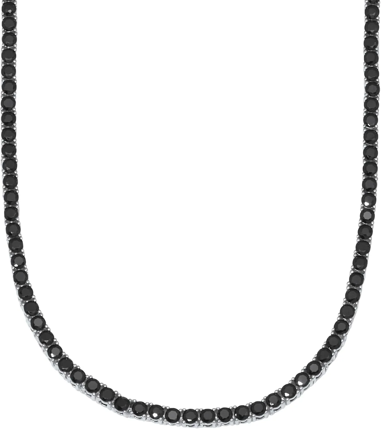 Palm Beach Jewelry Round Black Cubic Zirconia Platinum-Plated Tennis Necklace 18-inch