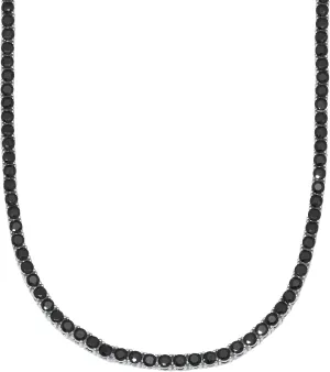 Palm Beach Jewelry Round Black Cubic Zirconia Platinum-Plated Tennis Necklace 18-inch