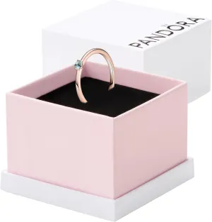 Pandora Light Blue Solitaire Ring - Rose Gold Ring for Women - Layering or Stackable Ring - Gift for Her Rose with Blue Crystal - With Gift Box