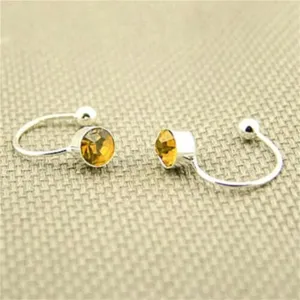 Party Women Men Clip On Earrings Zircon Ear Cuff Non Piercing Tragus Earrings-Yellow