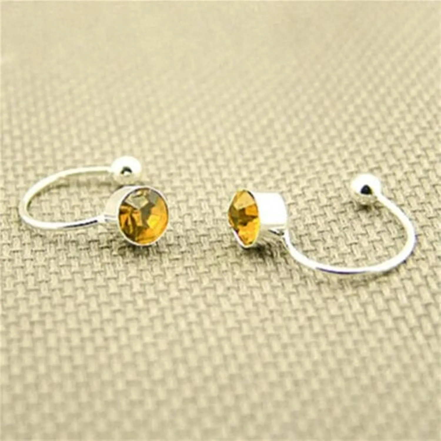 Party Women Men Clip On Earrings Zircon Ear Cuff Non Piercing Tragus Earrings-Yellow