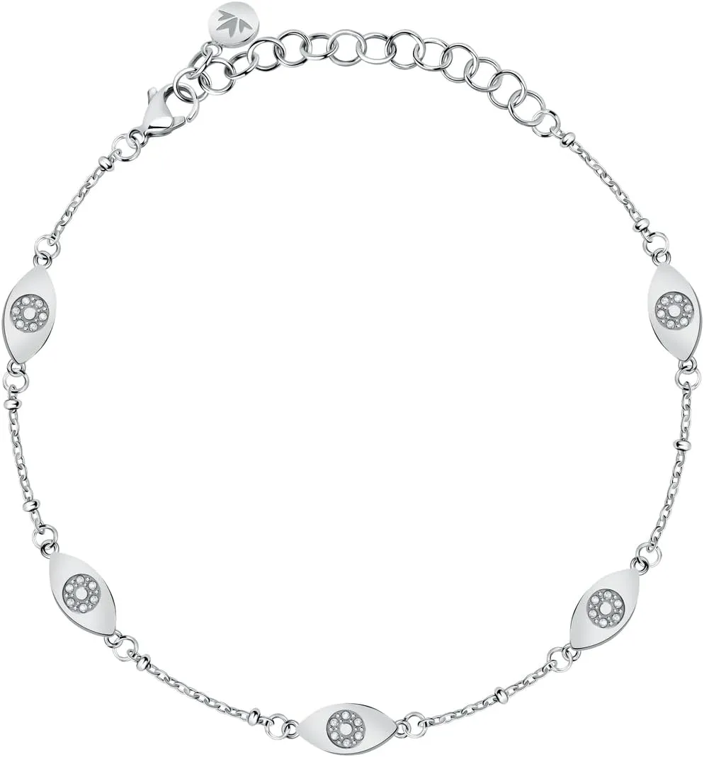 Passioni Women's Anklet Capsule Collection in Steel, Crystals - SAUN28, 28 centimeters, Alloy Steel, crystal
