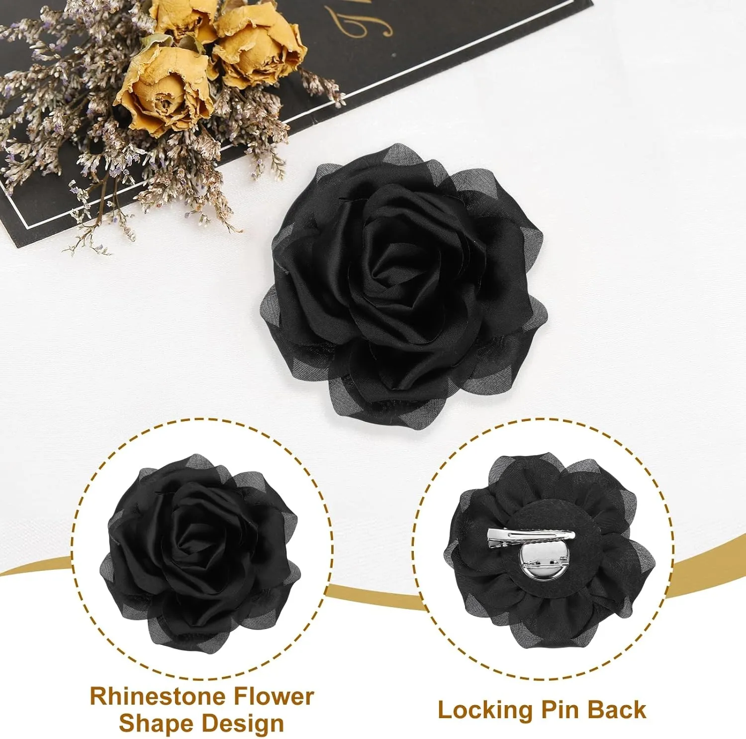 PATIKIL Silk Satin Flower Brooch Pin, Large Peony Floral Lapel Pin