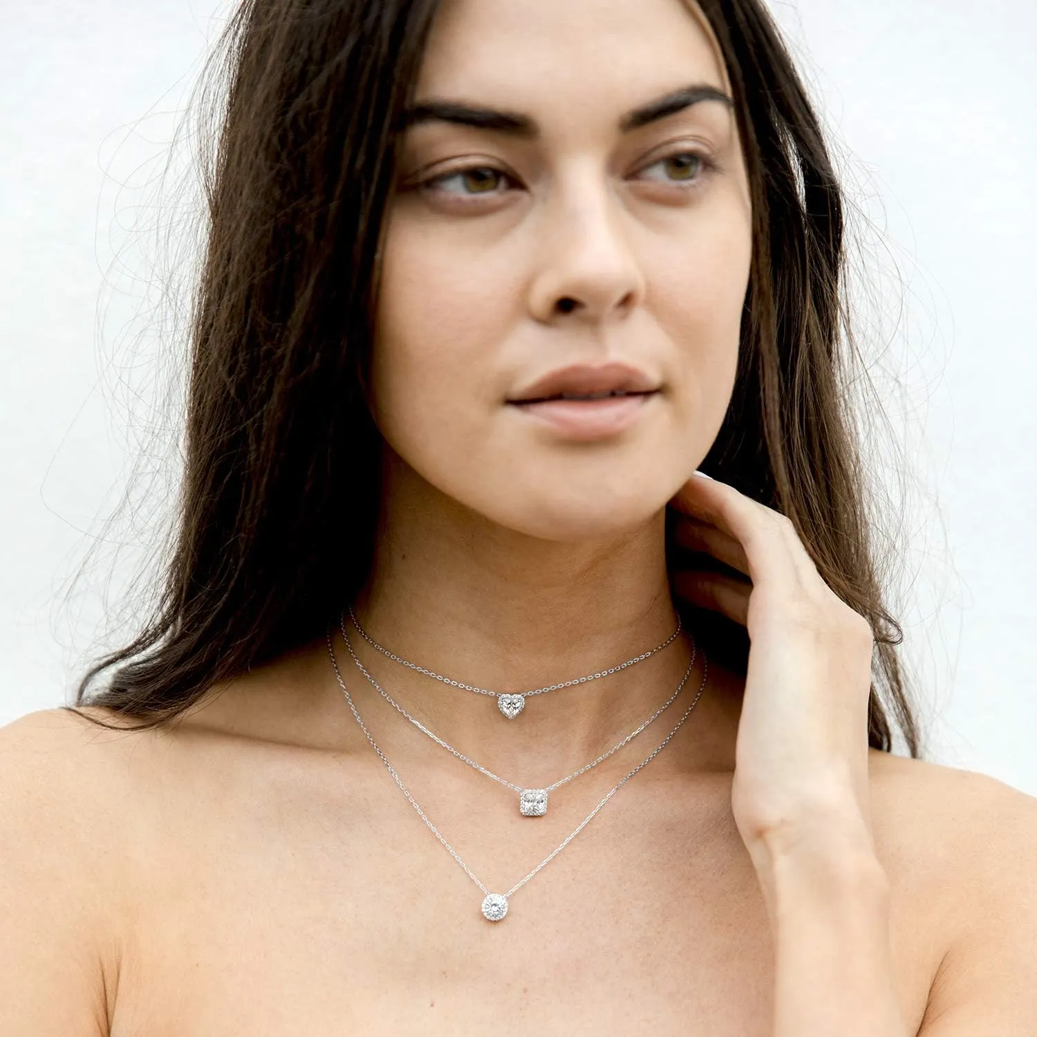 PAVOI 14K Gold Plated Post Faux Diamond Round Solitaire Pendant Halo Necklace | Gold Necklace for Women | Slider Adjustable