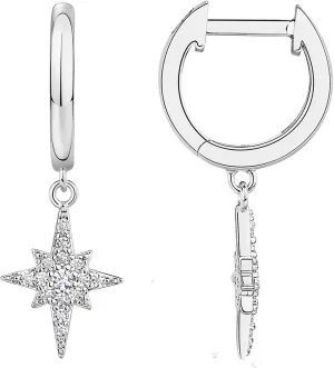 PAVOI 14K Gold Plated S925 Sterling Silver Post Lightweight Drop/Dangle Huggie Earrings for Women | Religious Ornament: Cross, Evil Eye, Clover, Celtic | Dainty Earrings for Women