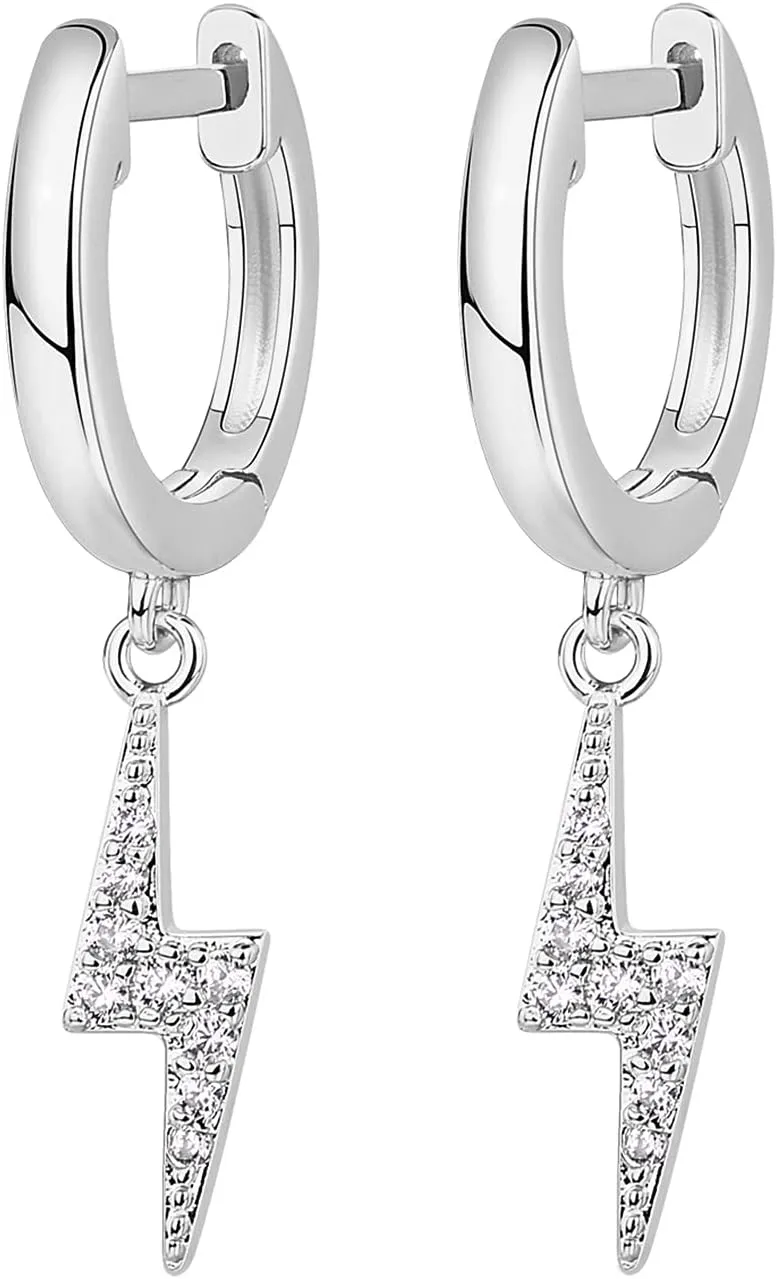 PAVOI 14K Gold Plated S925 Sterling Silver Post Lightweight Drop/Dangle Huggie Earrings for Women | Star, Lock, Butterfly, Moon, Lightning | Dainty Earrings
