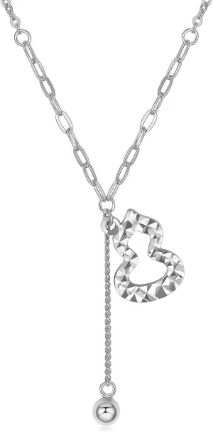 Pendant Necklace,925 Sterling Silver,Platinum Plated,Tiny Gourd Shape,18 inches