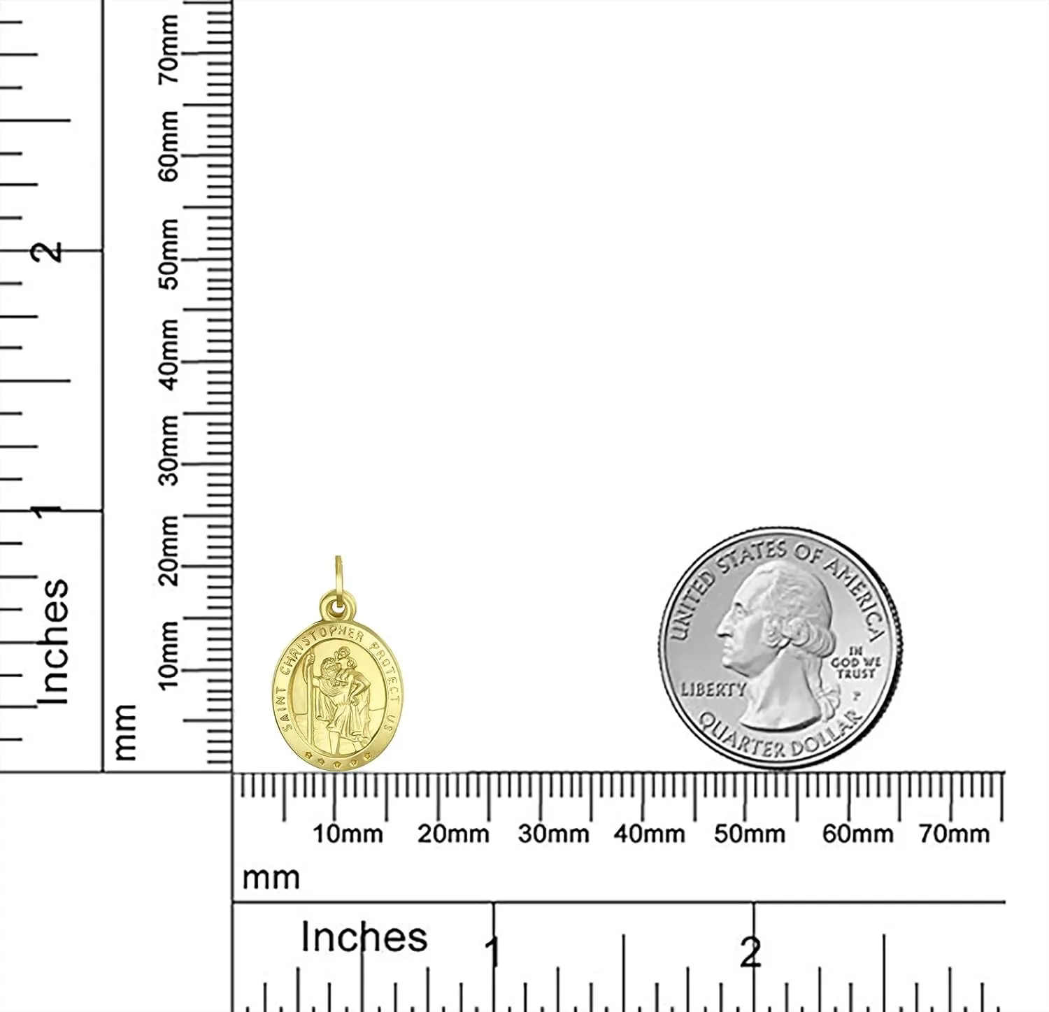 Personalize Religious Yellow Real 14K Gold Saint Christopher, Protection Medallion Police Shield Saint Michael Archangel, Face of Jesus Christ Head Pendant Necklace Men Women Customizable No Chain