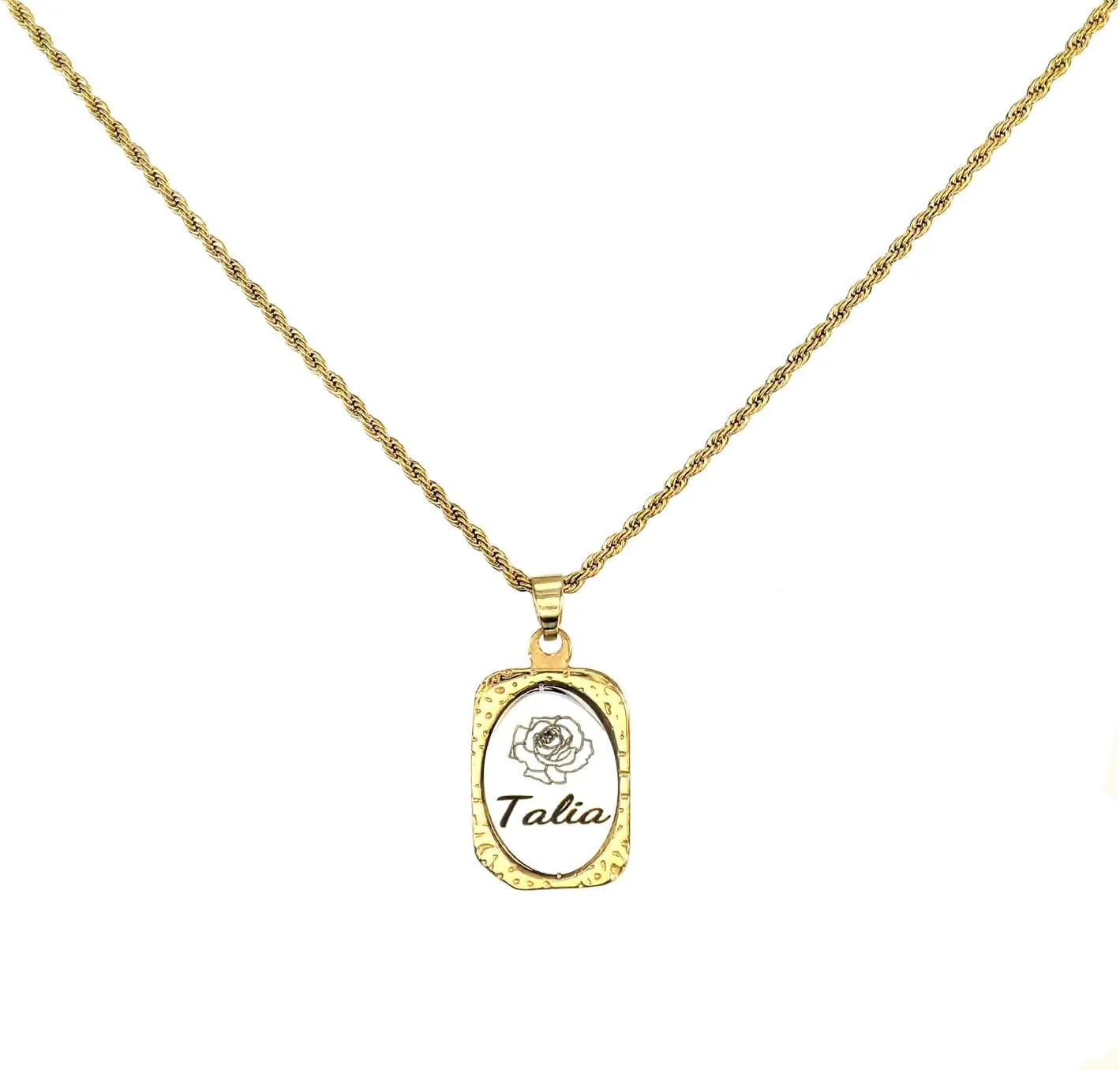 Personalized Custom Engraving Oval Pendant Name Necklace for Women, Fashion Rose Custom Name Necklace Choker Cute Inspiring Gifts for Birthday Anniversary Party