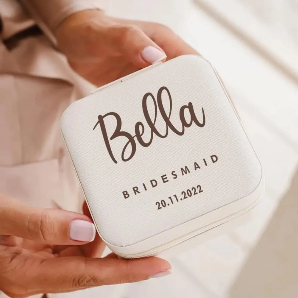 Personalized Jewelry Box for Women, Custom Travel Jewelry Case with Name and Birth Flower, Leather Jewelry Box for Rings, Earrings, Necklaces, Personalized Gifts for Women