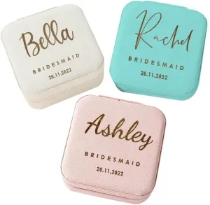 Personalized Jewelry Box for Women, Custom Travel Jewelry Case with Name and Birth Flower, Leather Jewelry Box for Rings, Earrings, Necklaces, Personalized Gifts for Women