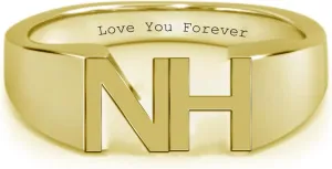 Personalized Letter Charm Custom Initial Statement Plated Band Rings Jewelry