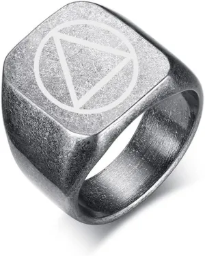 Personalized Sobriety Gift for Men,Stainless Steel Customized Signet Band NA Sober Addiction Recovery Ring AA Alcoholics Anonymous Inspirational Jewelry for Him,Size 7-12