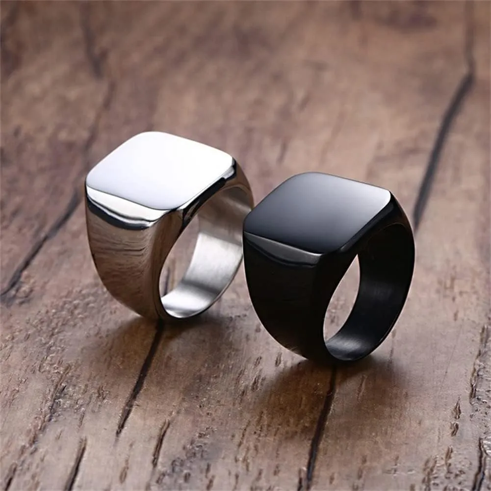 Personalized Sobriety Gift for Men,Stainless Steel Customized Signet Band NA Sober Addiction Recovery Ring AA Alcoholics Anonymous Inspirational Jewelry for Him,Size 7-12
