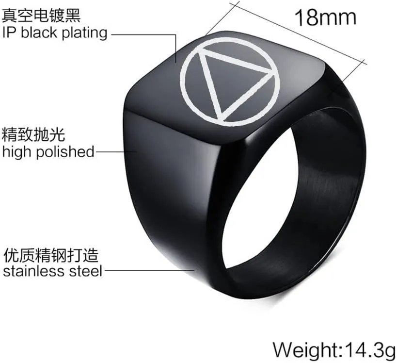 Personalized Sobriety Gift for Men,Stainless Steel Customized Signet Band NA Sober Addiction Recovery Ring AA Alcoholics Anonymous Inspirational Jewelry for Him,Size 7-12