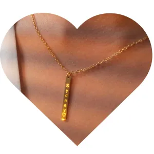 Personalized Your Name Vertical Necklace Dainty 16K Gold Silver Rose Gold Plated Bar Necklace Bridesmaid Gift Wedding Gift Graduation Day Gift