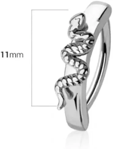 Pierced Owl 14GA 316L Stainless Steel Snake Hinged Curved Bar Clicker Belly Button Ring